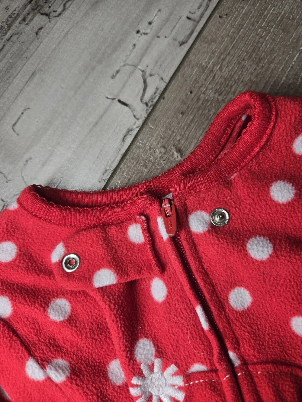 Carter's Red and White Polka Dot Santa Fleece Footie Footed Pajamas PJS Size 2T